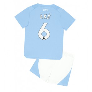 Manchester City Nathan Ake #6 Hemmaställ Barn 2023-24 Kortärmad (+ Korta byxor)